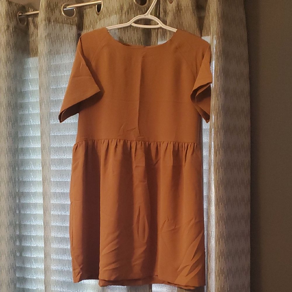 FA Brown Flutter Sleeve Mini Sundress